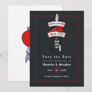 Monogramme de mariage Rock and Roll pour carte de 