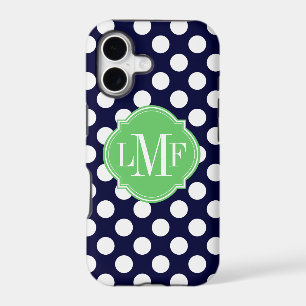 Monogramme de Motif à points bleu et blanc de la m