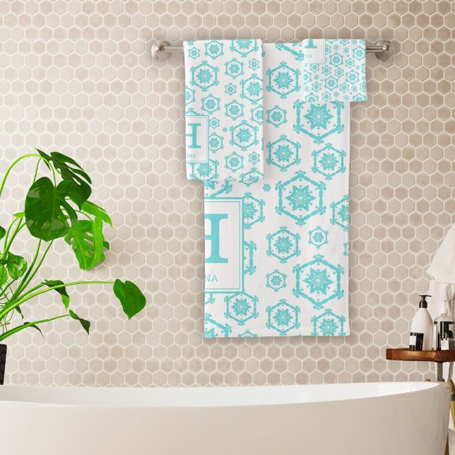 Monogramme de Motif de flocons de neige bleu moder (Créateur téléchargé)