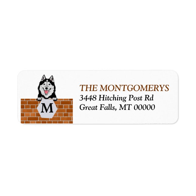 Monogramme de mur de briques Husky Chien Adresse d (Devant)