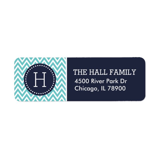 Monogramme de Navy et de Turquoise Chevron (Devant)