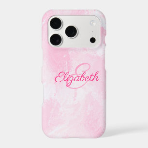 Monogramme de nom à l'aquarelle rose féminin blanc