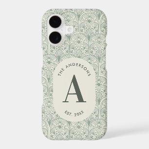 Monogramme de nom de famille personnalisé Vert sau
