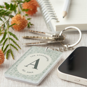 Monogramme de nom de famille personnalisé Vert sau