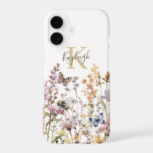 Monogramme de nom de fleur sauvage aquarelle