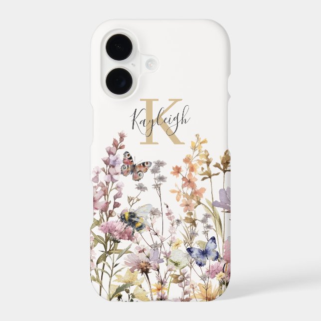 Monogramme de nom de fleur sauvage aquarelle  (Verso)