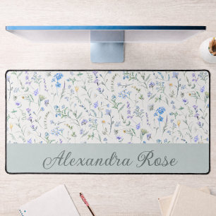 Monogramme de nom de fleur sauvage aquarelle bleu 