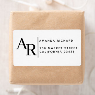Monogramme de nom et d'adresse minimaliste moderne