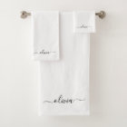 Monogramme de nom girly de script moderne noir et 