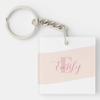 Monogramme de nom minimaliste rétro rose rose