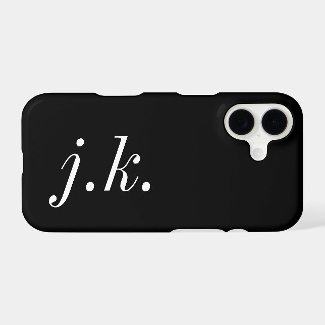 Monogramme de nom noir et blanc moderne (Verso (Horizontal))