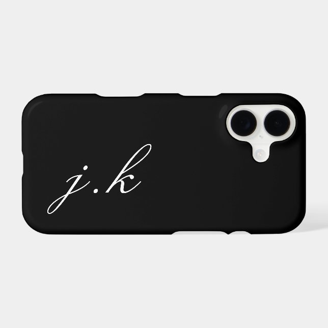 Monogramme de nom noir et blanc moderne (Verso (Horizontal))