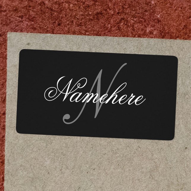 Monogramme de nom noir et blanc personnalisé uniqu (Créateur téléchargé)