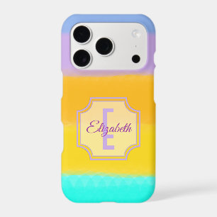 Monogramme de nom personnalisé rayures pastel arc-