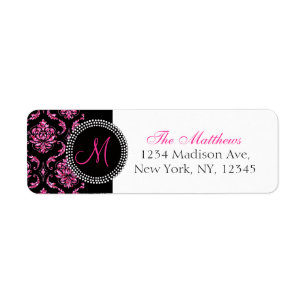 Monogramme de Parties scintillant noire Damask ros