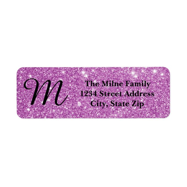 Monogramme de Parties scintillant violette - Étiqu (Devant)