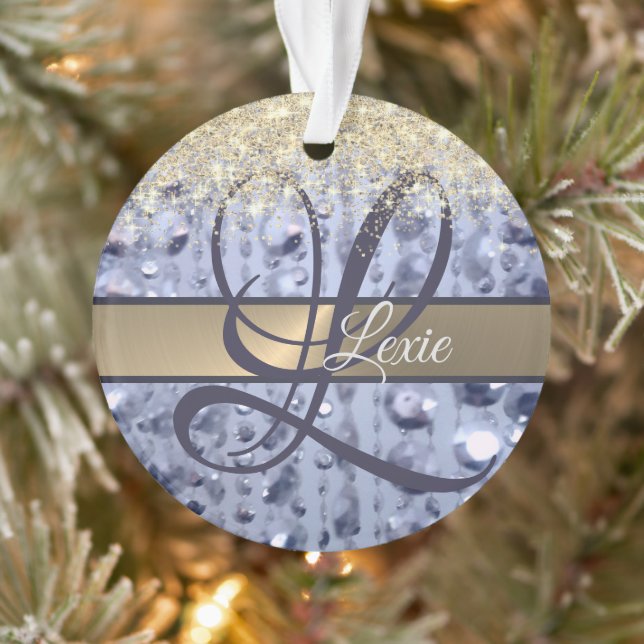 Monogramme de perles bleues éblouissantes (Arbre)