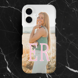 Monogramme de photo minimaliste rose féminin