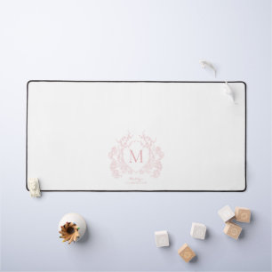 Monogramme de poitrine florale rose pâle classique