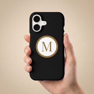 Monogramme de sceau central personnalisé noir et o