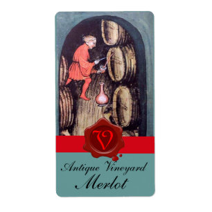 MONOGRAMME DE SCEAU ROUGE EN CIRE ANTIQUE