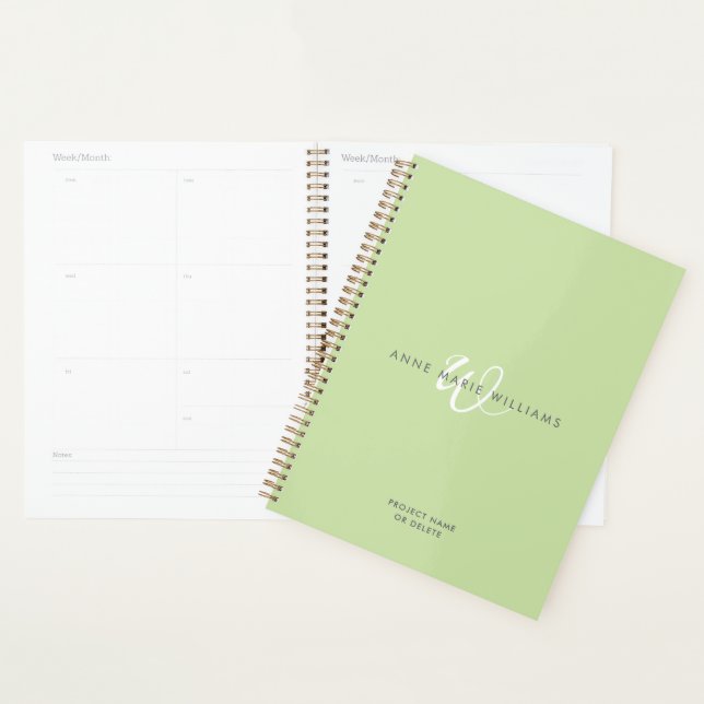 Monogramme de script blanc vert clair moderne (Devant avec enveloppe)