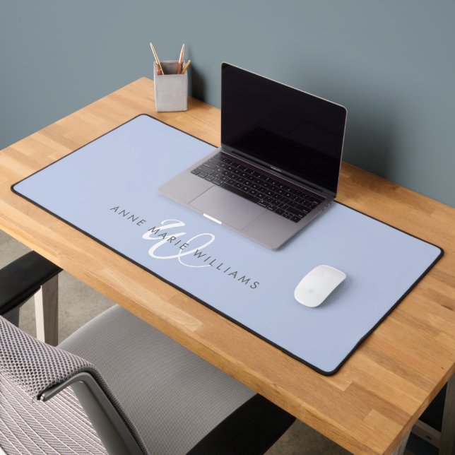 Monogramme de script bleu blanc moderne (Bureau 2)