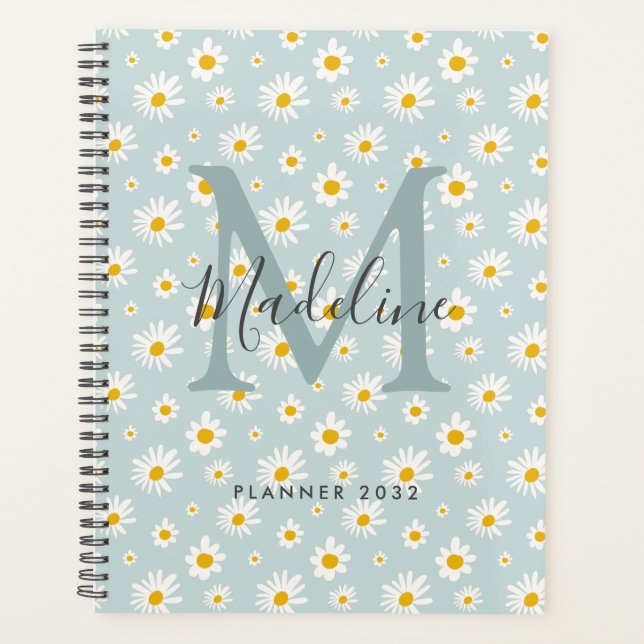 Monogramme de script chic minimal daisy sarcelle (Devant)