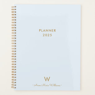 Monogramme de script en or bleu clair moderne
