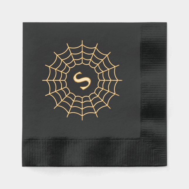 Monogramme de Spiderweb initial Halloween noir (Recto)