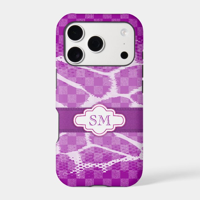 Monogramme de style imprimé d'animal violet  (Verso)