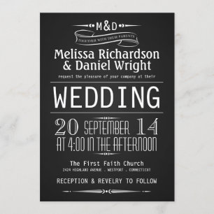 Monogramme de tableau noir Invitations de mariage