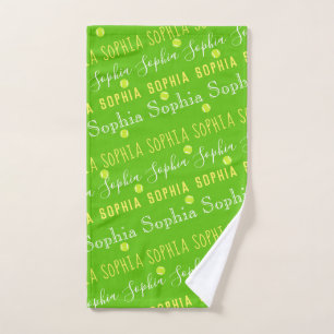 Monogramme de tennis Nom répétitif Vert Jaune