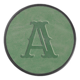Monogramme de texture en cuir vert rustique initia
