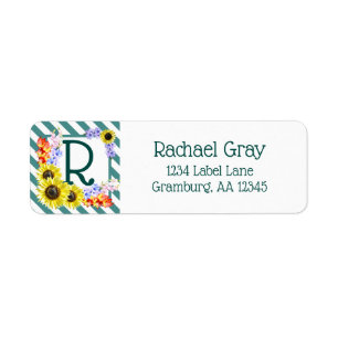 Monogramme de tournesol Rayures Turquoises