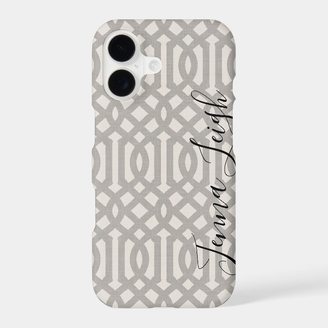 Monogramme de Trellis gris rustique (Verso)
