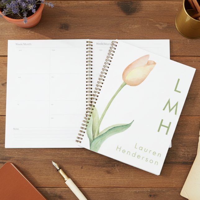 Monogramme de tulipe d'aquarelle minimaliste moder (Créateur téléchargé)