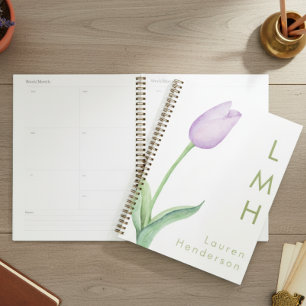 Monogramme de tulipe minimaliste moderne en lavand