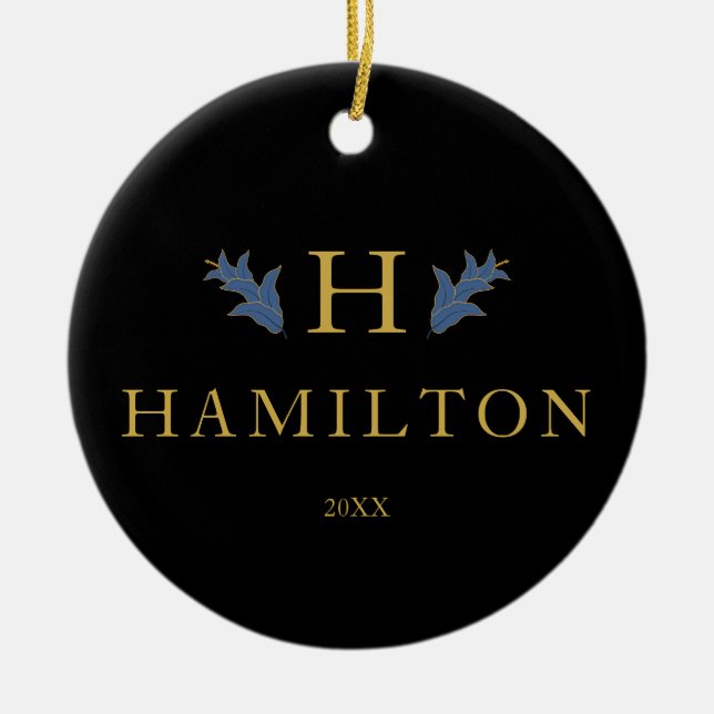 Monogramme de vacances d'or nouvel ornement photo (Devant)