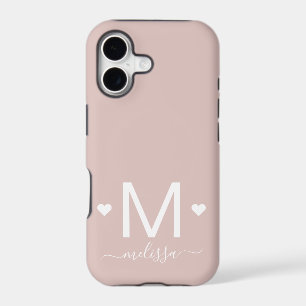 Monogramme d'écriture féminine moderne rose poudré