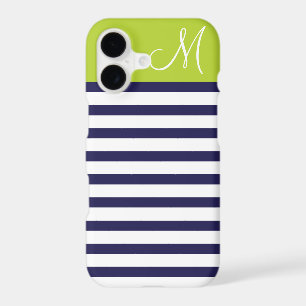 Monogramme des bandes de Preppy bleu et vert de la