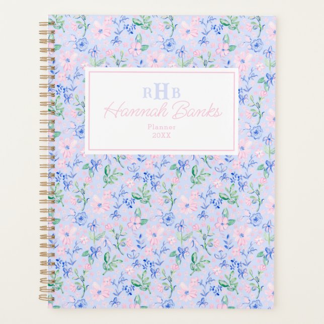 Monogramme des fleurs d'aquarelle de Preppy (Devant)