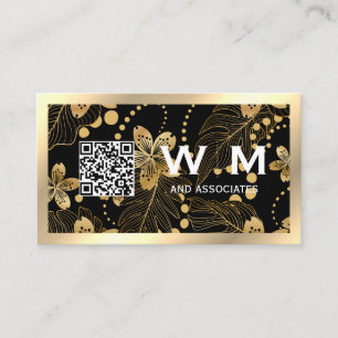 Monogramme des fleurs d'or Carte de visite DE CO