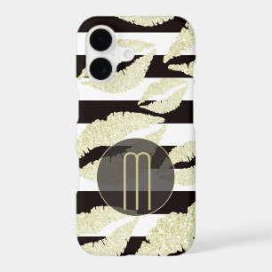 Monogramme des lèvres à étincelles d'or