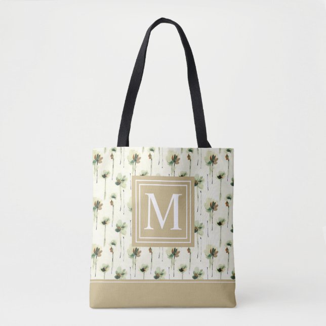 Monogramme des pluies de fleurs blanches| Sac four (Devant)