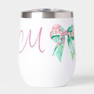 Monogramme des vaches florales roses et turquoise 