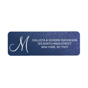 Monogramme diagonal de Parties scintillant bleue d