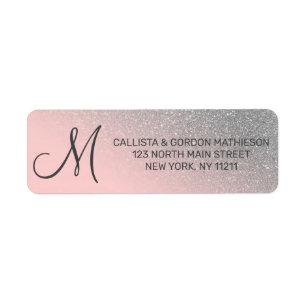 Monogramme Diagonal Silver Blush Pink Ombre Gradie