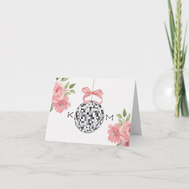 Monogramme Disco Ball Mariage Merci Photo à l'inté (Devant)