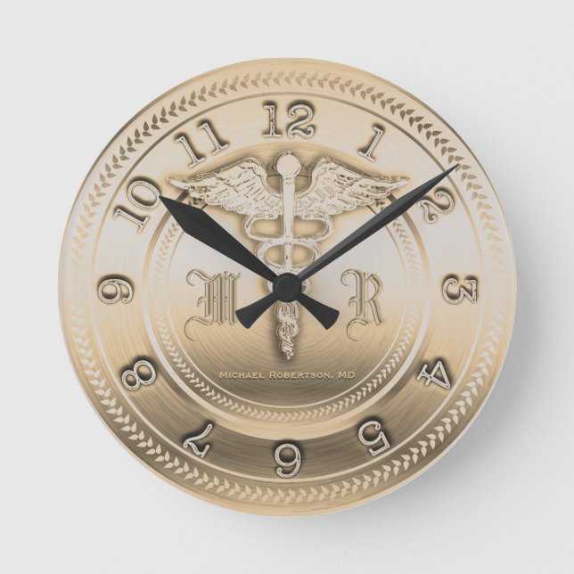 Monogramme Docteur Clinique Médicale Horloge (Recto)